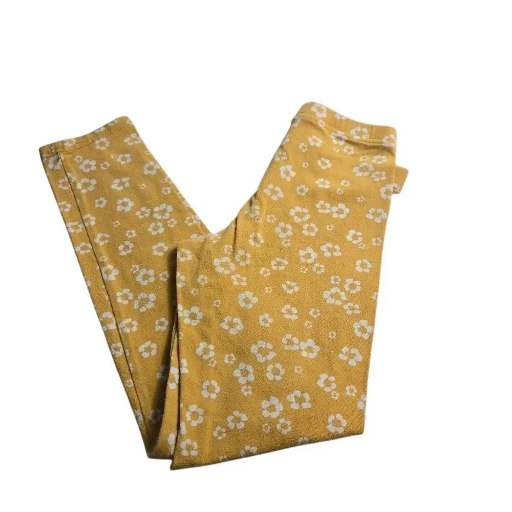 Old Navy mustard floral leggings M8